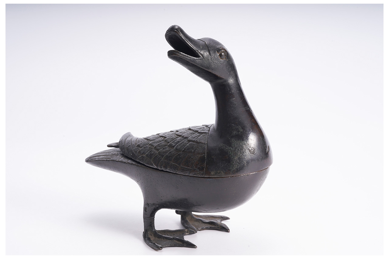 日本初売中国美術　明時代　古美術　古銅製　 アヒル香炉 阿比留 　極上造　 唐物　重さ511ｇ径16ｃｍ その他