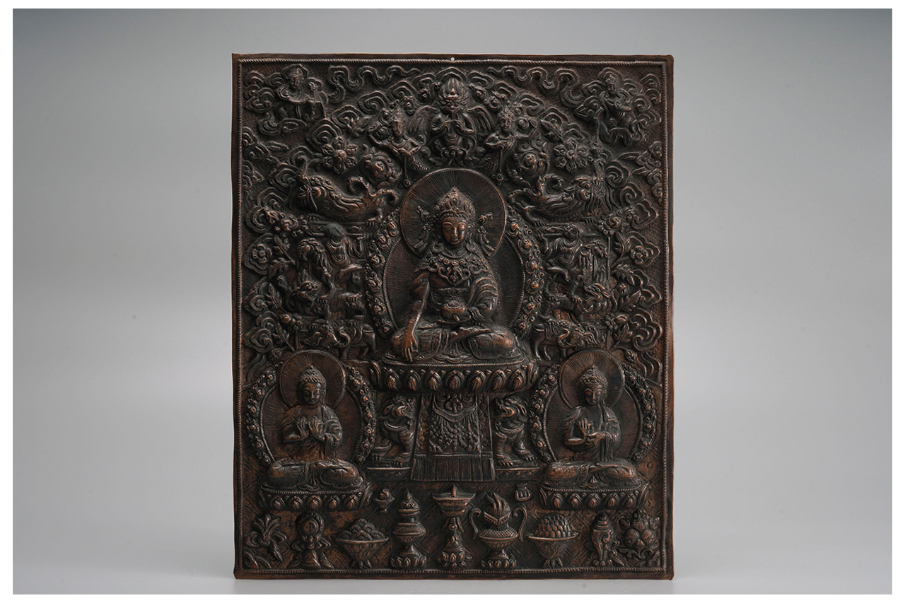 大得価特価中国古玩　古美術　古銅製　仏像銅坂　置物　唐物　幅33×28ｃｍ 仏像